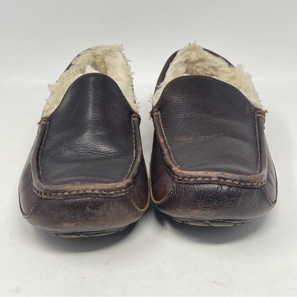 UGG Ascot Slippers Mens 8 Brown Leather Sheepskin Slip On Fur Lined Moccasion main image 15